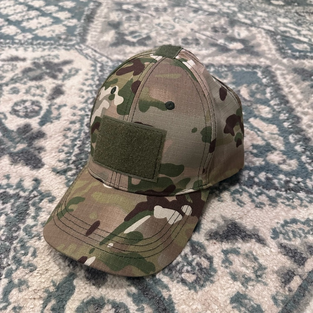 Tan Camo Velcro Patch Tactical Hat